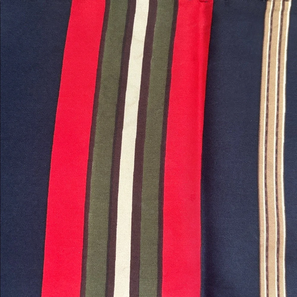 Daniel La Foret navy/red/green vintage silk scarf, 26” square